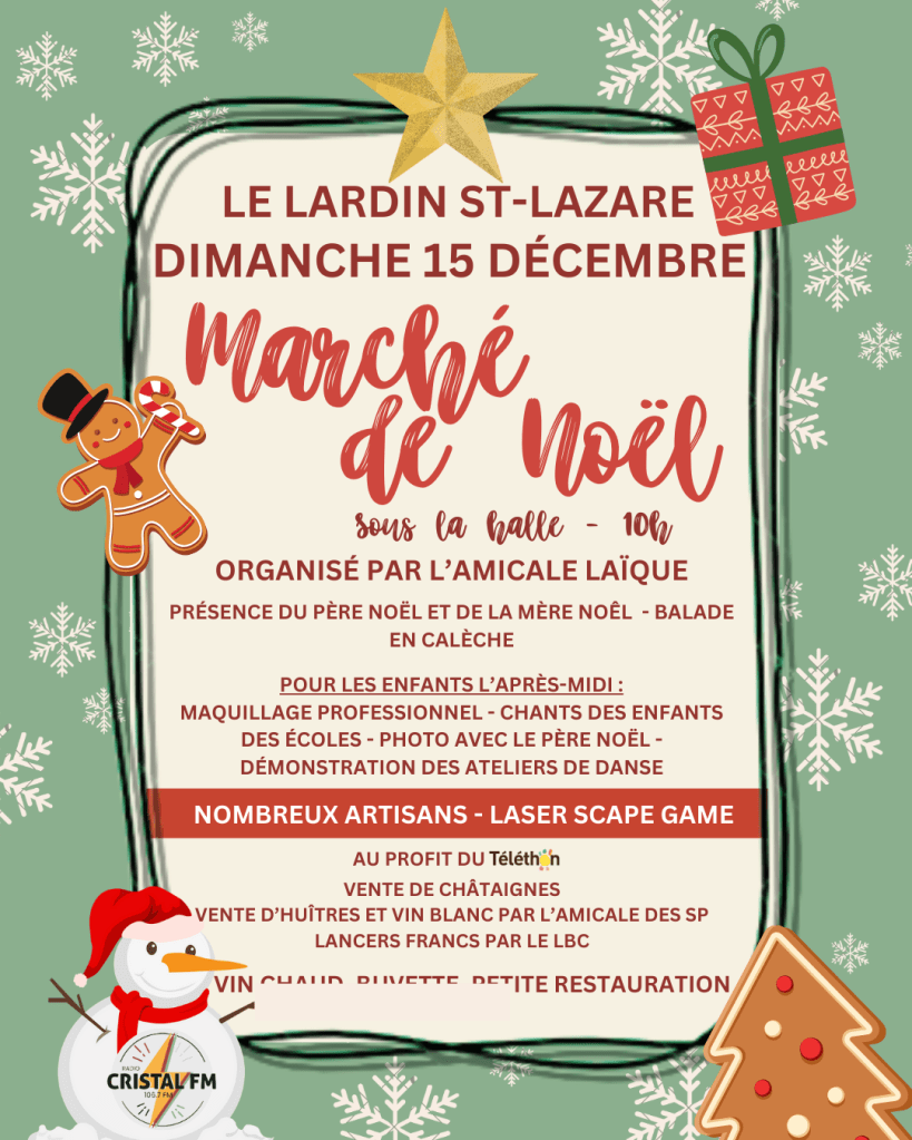 affiche marché de Noël 2023 du Lardin-Saint-Lazare